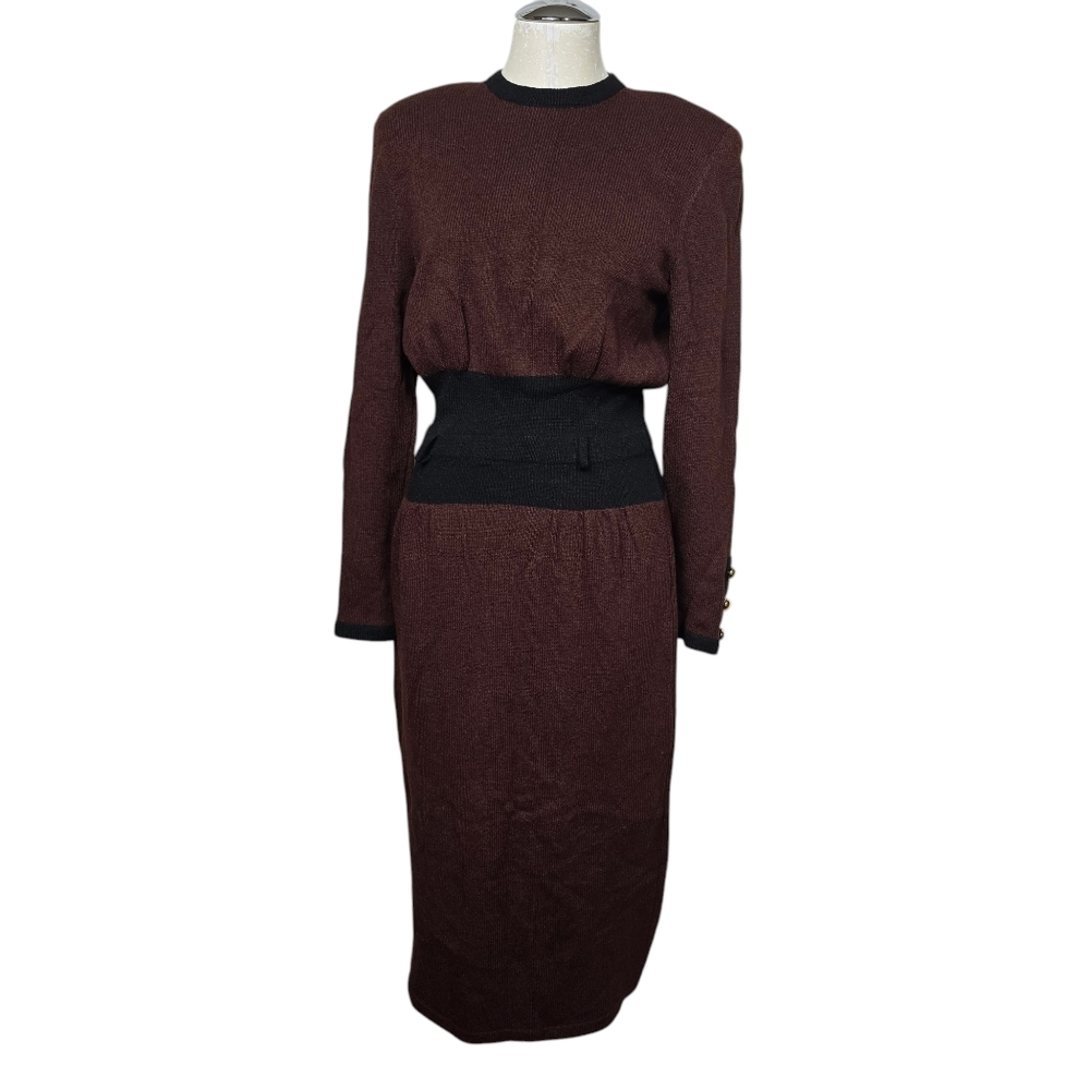 Don Sayres For Wellmore Vintage Wool Blend Long Sleeves Back Zip Dress 6